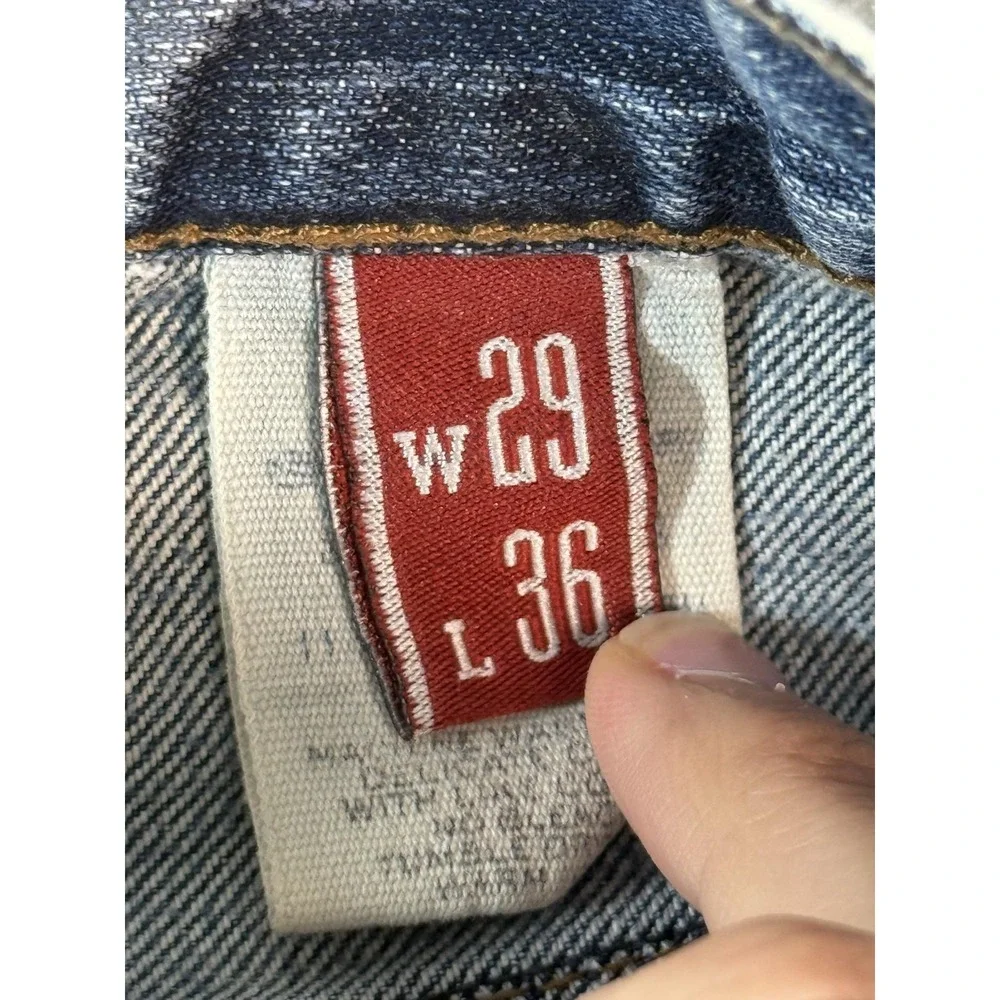 Stetson 1520 Jeans Mens 29x36 Medium Wash Blue Regular Straight Denim Distressed